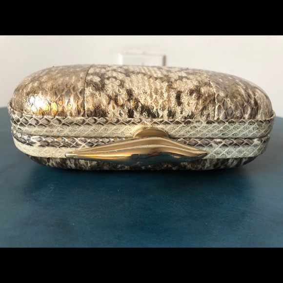 DVF Metallic Distressed Snake Leather Clutch - Picture 4 of 8